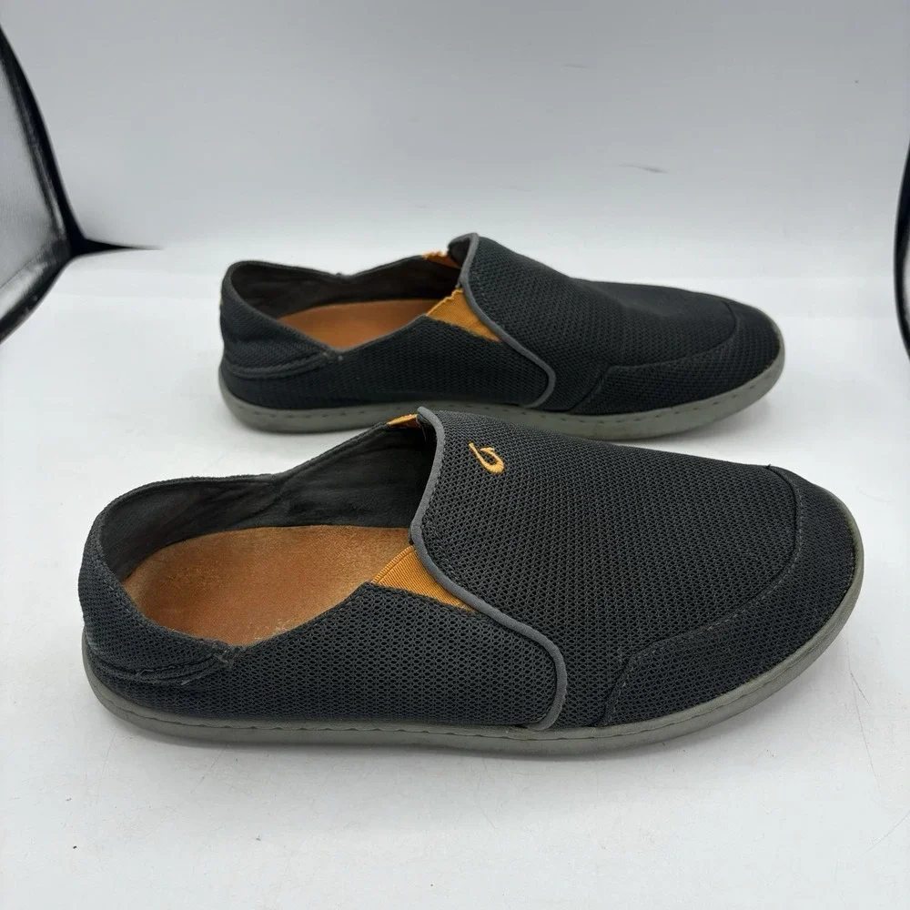 Olukai Boat‎ Shoes Mens Size 9.5 Nohea Mesh Navy Blue Orange Slip On Slide